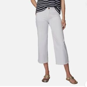 J. Jill White Cropped Wide-Leg Pants with Raw Edge